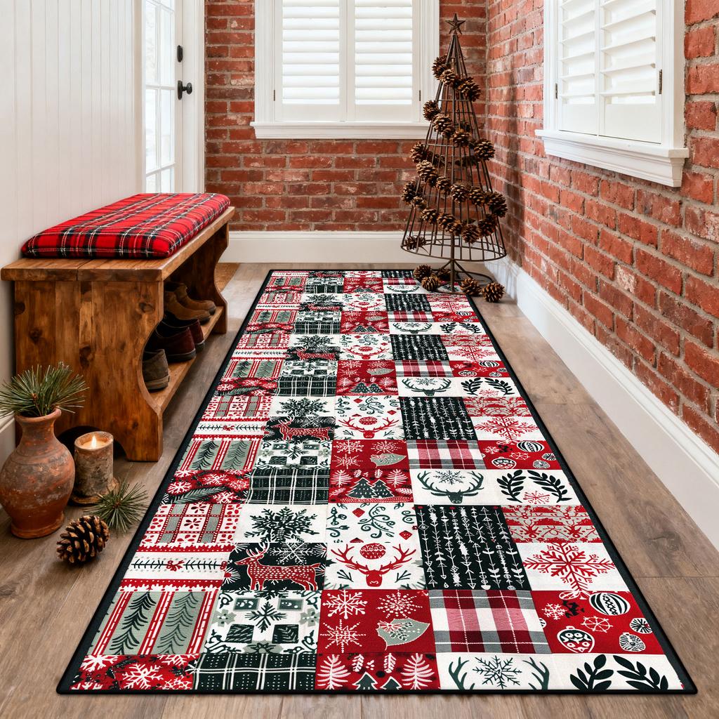 European Style Long Corridor Carpet Christmas Tree Decoration Non-slip Runner Rugs Home Living Room Bedroom Aisle Stair Foot Mat