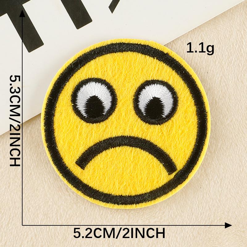 Patch Bordado de Rosto Sorridente de Desenho Animado para Chapéus, Bolsas e Roupas