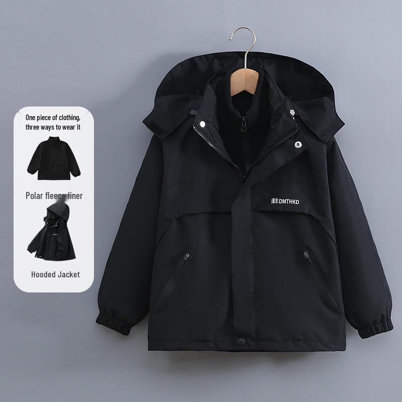 3-in-1 Skijacke für Mädchen: Mit Fleece gefütterter Ganzjahresmantel mit zweiteiligem Outdoor-Set für Kinder, neuer Stil 2026