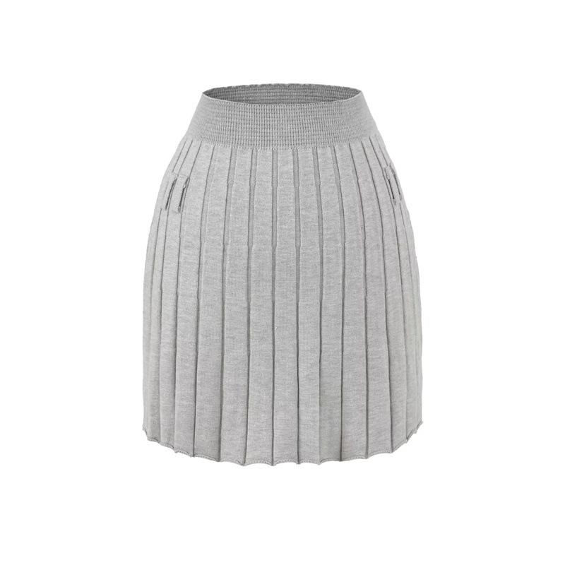 Elegant Korean Style A-Line Knit Skirt: High-Waisted, Slimming, Pleated, Versatile, Age-Reducing - Autumn/Winter 2025 Collection.
