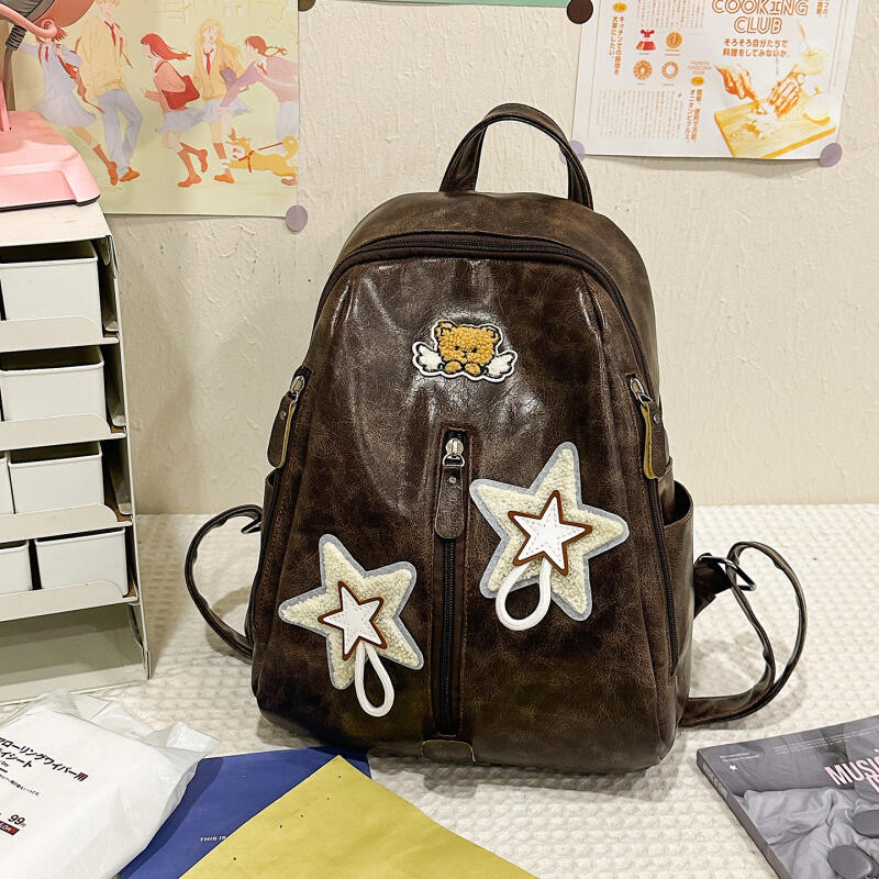 Vintage College Rucksack Bestickter Rucksack Große Kapazität Studenten Schultasche