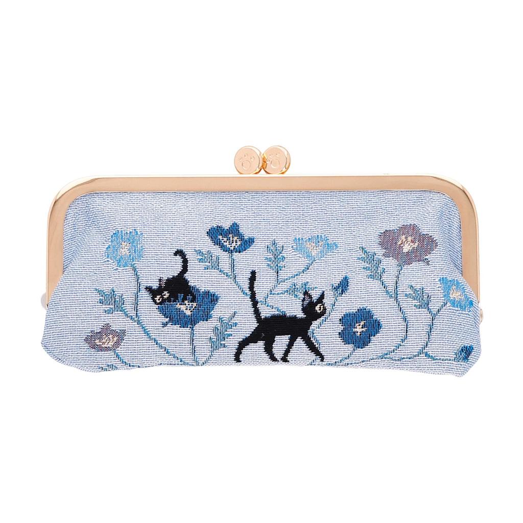 Marushin Kiki's Delivery Service Jiji Carpet Kiss-Lock Pouch, Blue, Ghibli Official Merchandise