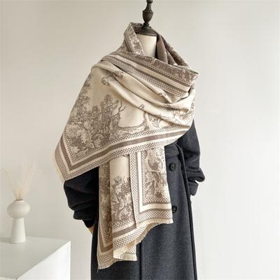 Literary Western Regions Style Jacquard Cashmere Scarf, New Fashion Autumn and Winter Long Scarf, Women's High-end Sense of Cold Shawl
