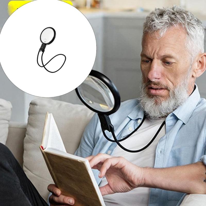 Magnifying Glass with Light Gooseneck Magnifier for Reading LED Large Magnifier for Book Handheld Neck Desktop Use