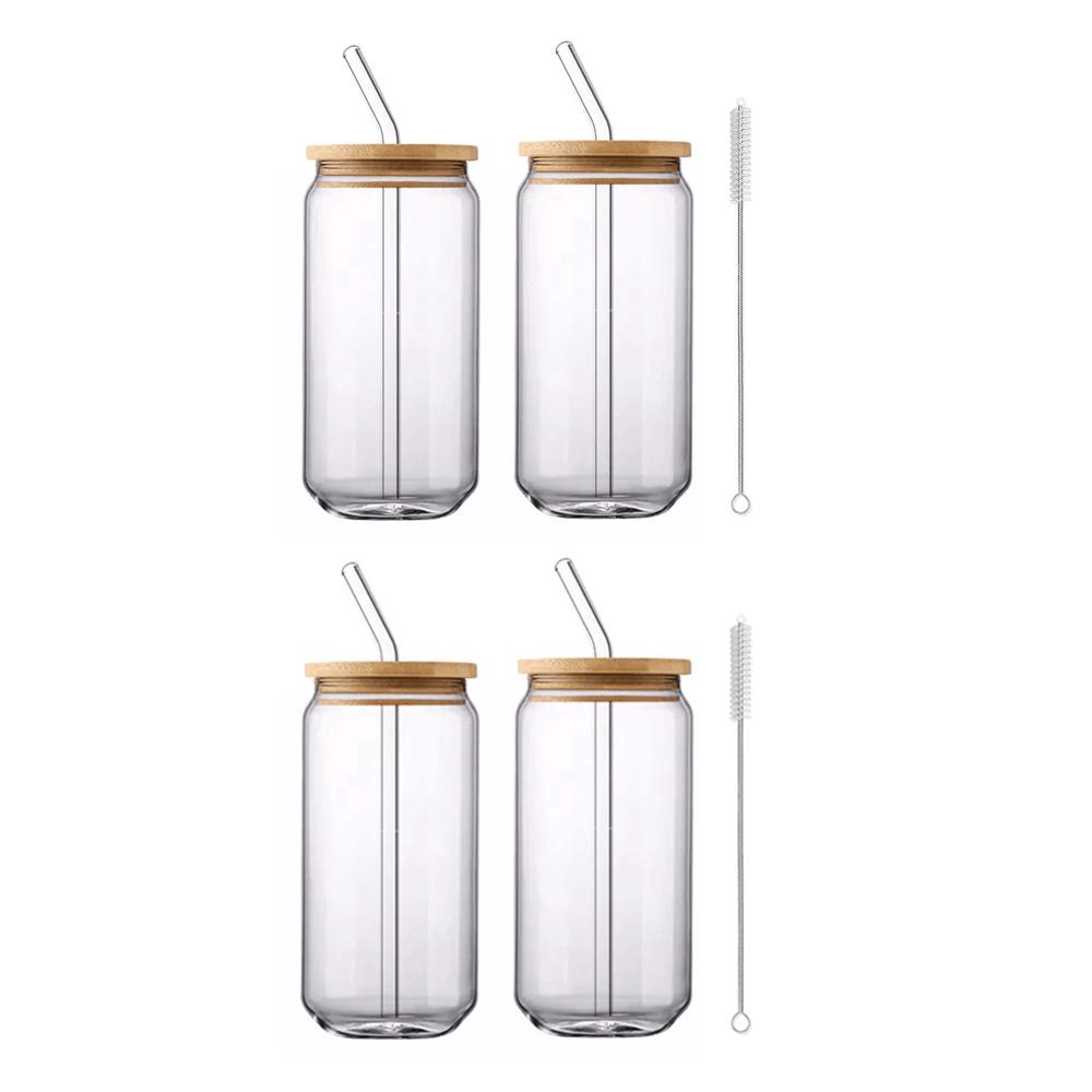 Glass Cup With Lid and Straw Transparent Bubble Tea Cup Juice Glass Beer Can Milk Mocha Clear Cups Breakfast Mug Drinkware