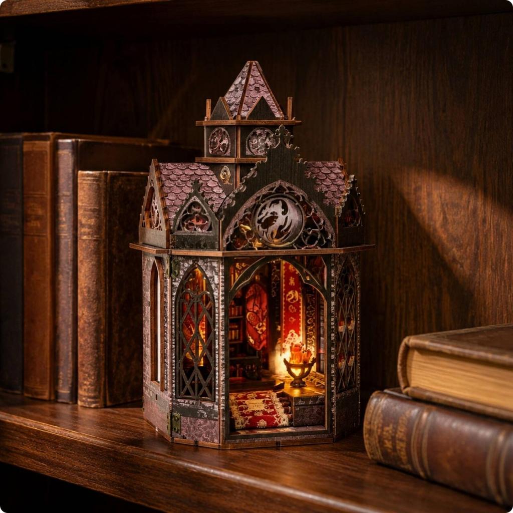 Gothic Dragon Castle Structure Model Detailed Puzzle Decorative for Desk, Adults