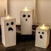 3 Pcs Ghost Candle Light Holders Flameless Candles with Spooky Candle Holders Halloween Tealight Candle Holders for Table Centerpiece Dining