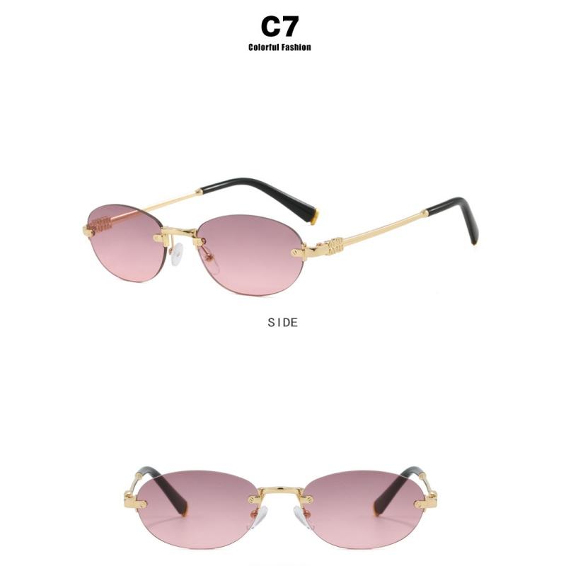 Damskie okulary przeciwsłoneczne, owalne bezramkowe okulary przeciwsłoneczne, modne okulary przeciwsłoneczne