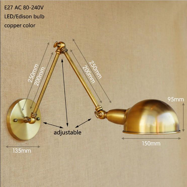 Industrial Retro Loft Brass Wrought Iron Wall Lamp E27/E26 Bedroom Bedside Bathroom Entrance Balcony Cafe Studio Lighting
