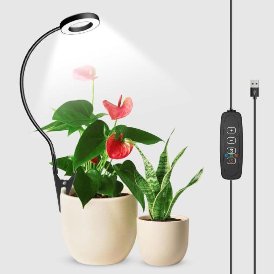 Full Spectrum Plant Light with Grow Gooseneck 360-degree High Brightness Dimmable Clip-on LED Plant Light
