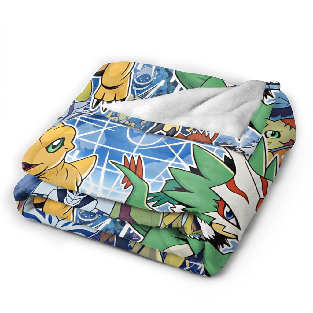 Digimon Plush Blankets Girls Boys Flannel Throw Blanket For Couch Bed Warm Soft Custom Quality Bedspread Birthday Present