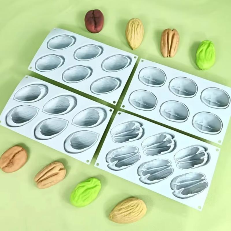 Nut-Shaped Silicone Mold Almond/Pistachio/Pecan/Coffee Bean Mousse Mold DIY Candles Chocolate Ice Mould Kitchen Cake Decor Tool