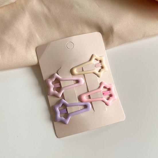 4Pcs Hairpins Hollow Star Heart Butterflies Shape Hair Clips Soft Macaron Colors Gentle BB Clips Kids Hair Accessories