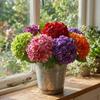 Echte Berührung Simulation Bunter Hortensien-Kunstblumenast Muttertagsgeschenk