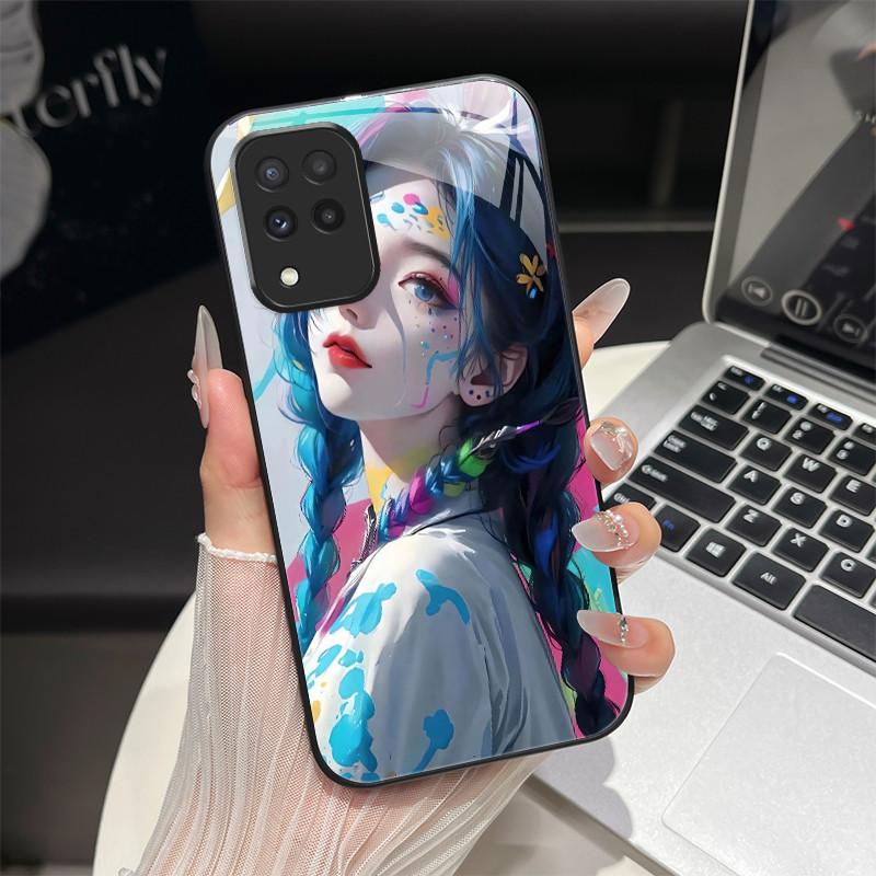 For Samsung M33 M53 Phone Case Trendy Fantasy Design Tempered Glass Hard Bumper For Galaxy M 33 M 53 Full Protection Back Covers