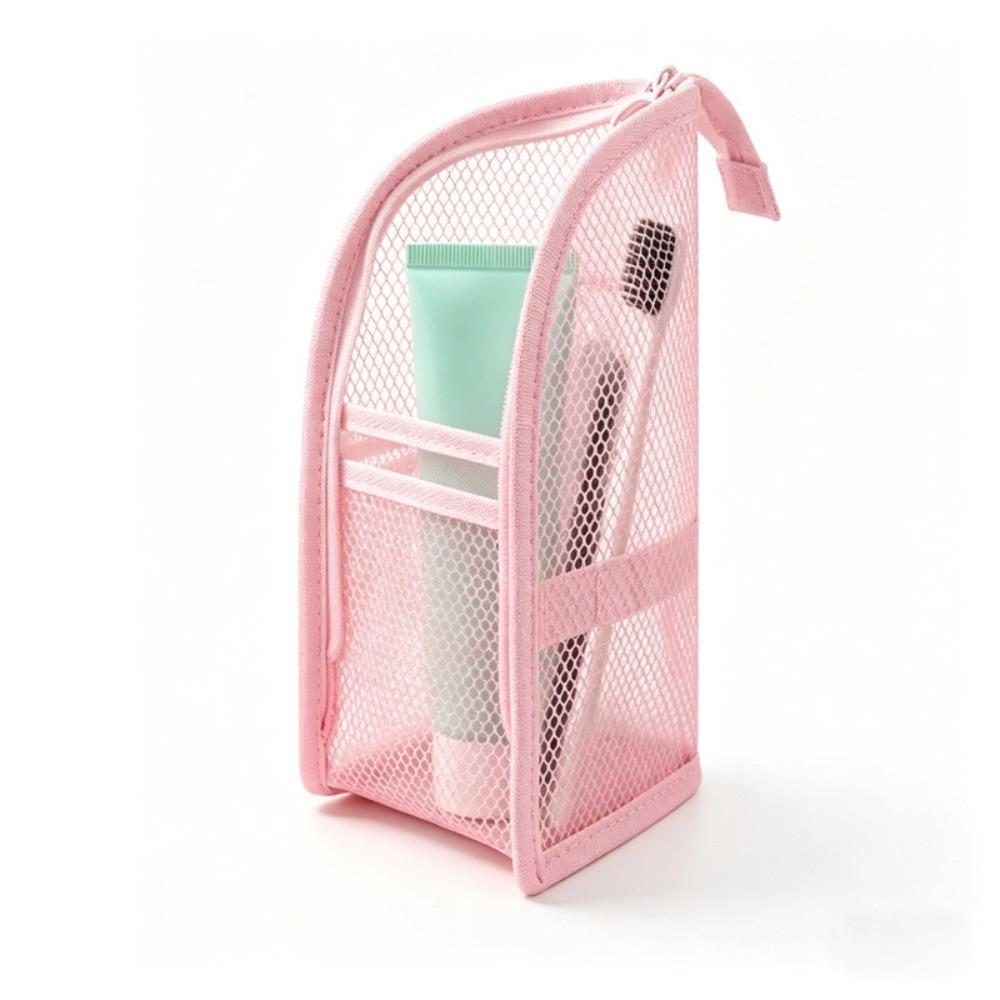 Standing Toiletry Bag Portable Lightweight Travel Storage Bag Mesh Waterproof Bag Foldable Travel Bathroom Organiser Storage 1PC