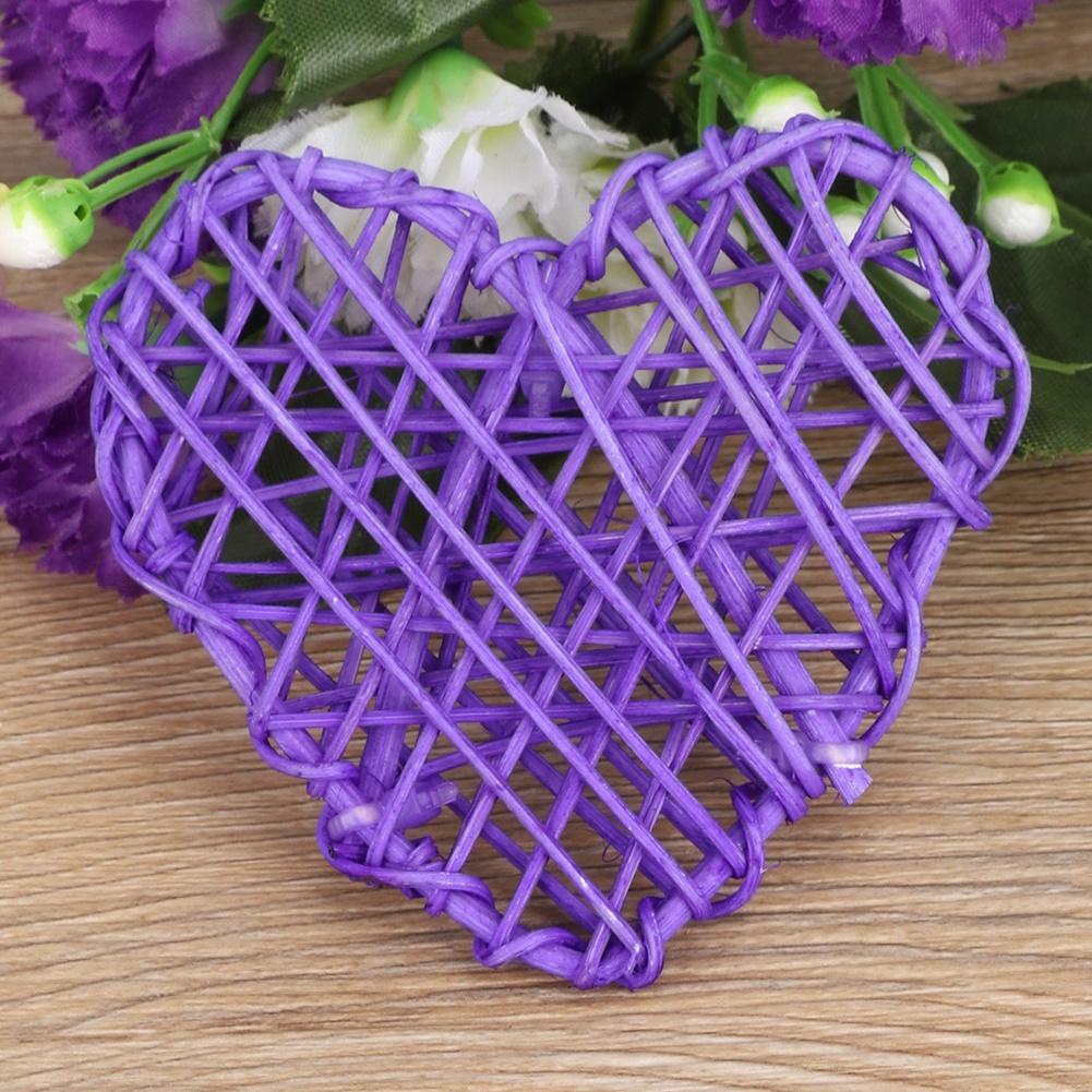 6Pcs DIY Decorative Heart Shaped Rattan Ball Ornament Wedding Party Decoration (Purple)