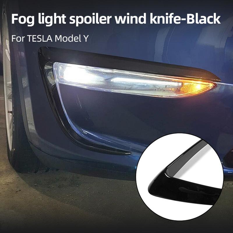 Front Fog Lamp Eyebrow Wind Knife For Tesla Model Y 2024 Styling Sticker Spoiler Blade Trim Carbon Trim Bodykits Tuning Bumper
