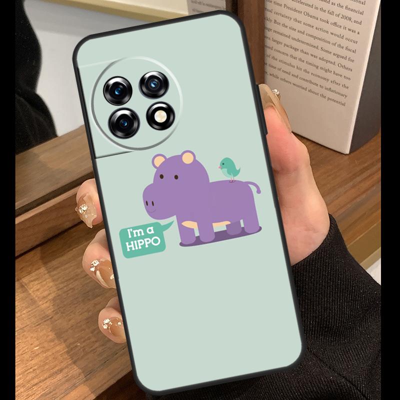 Cartoon Hippos Pattern Case For OnePlus 13T 10T 15R 10R 12R 13R 13 12 11 9 10 Pro Nord CE 5 2 3 4 Lite N20 N30 Cover