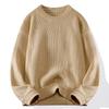 Men's Crew Neck Sweater Solid Color Trend Thickened Knitwear Autumn and Winter Casual Warm Sweater Men's Long Sleeve Vest