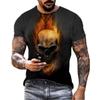 New Men's T-Shirts 3D Skull Printed Black Streetwear Short Sleeve Round-Neck Horror Halloween Man Tops Loose Fashion Gothic Tees