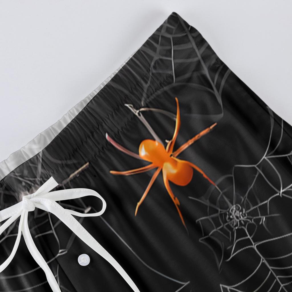 Pánské pletené ležérní kalhoty s kapsami a halloweenským potiskem, pyžamové kalhoty