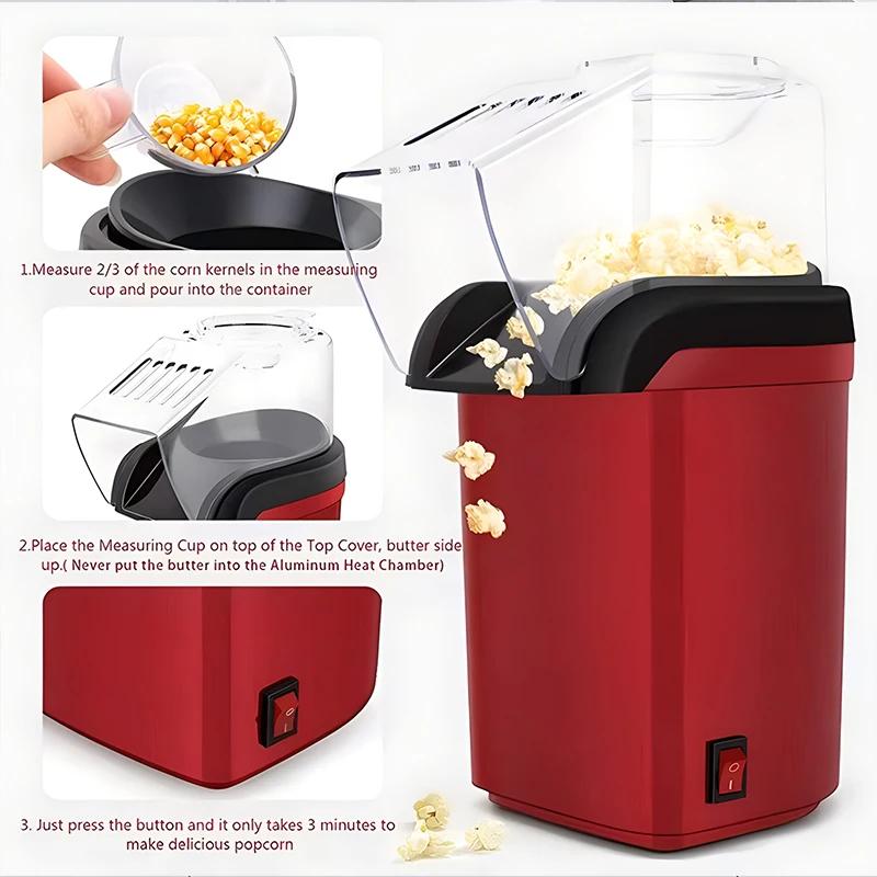 Electric Popcorn Machine Portable and Fully Automatic for Home Use 220V Rapid Production 1200W Kitchen Mini Popcorn Cooker