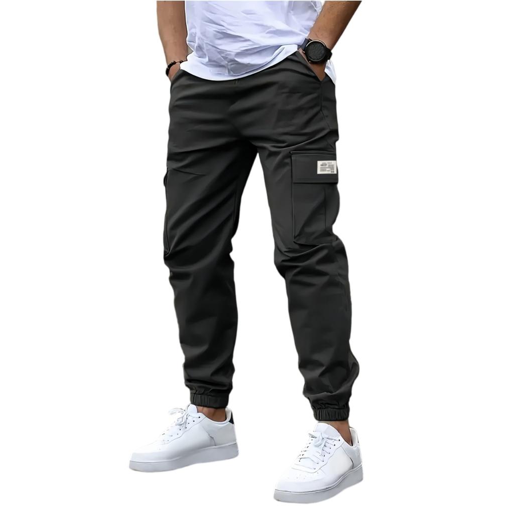 Men's Casual Slim Fit Jogger Pants Outdoor Multi Pocket Cargo Trousers Ankle Length Functional Design