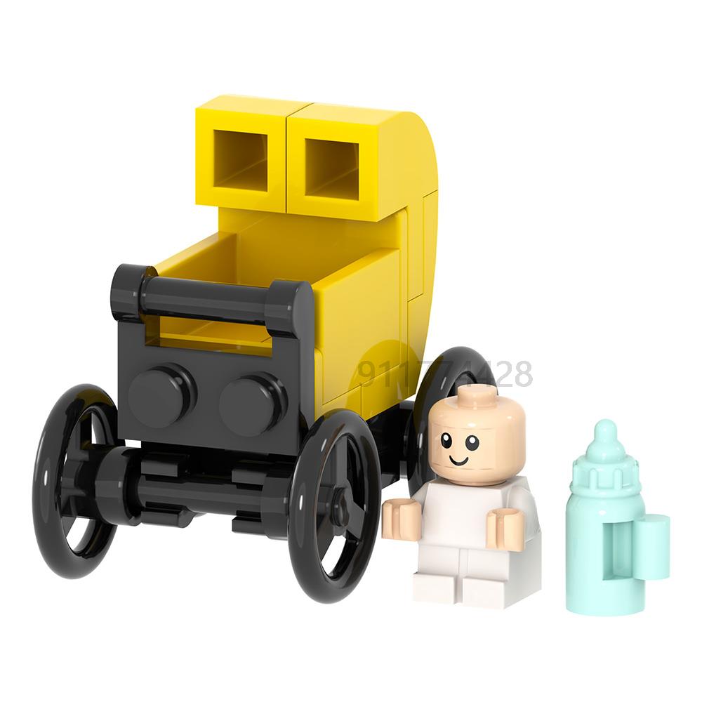 MOC4078 City Series 19Pcs MOC Blocks Baby Stroller Pram Compatible With Figures DIY Building Blocks Kids Toys For Children Gifts
