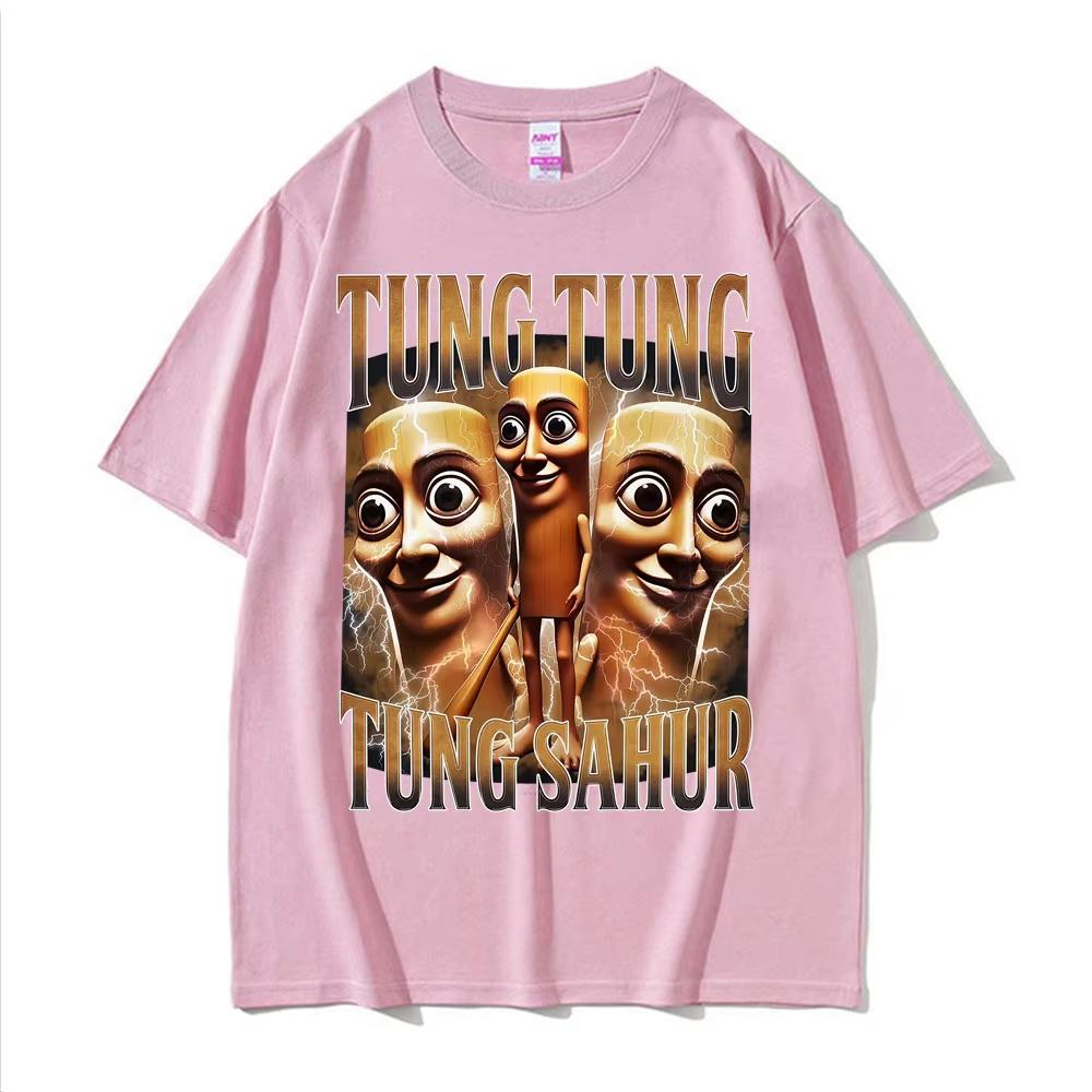 Tung Tung Tung Sahur T-shirt Men's Summer Sweat-absorbing Breathable Top Cotton Crew Neck Short Sleeve Fashion Men's Clothing
