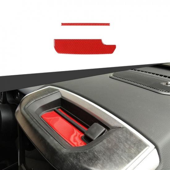 Console Storage Box Pad Trim Sticker For Dodge Ram 1500 2019+ Red Carbon Fiber