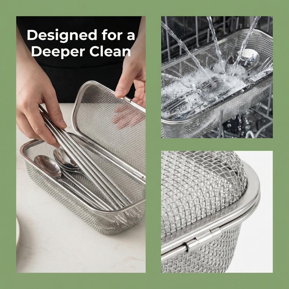 304 Stainless Steel Chopstick Basket Fine Mesh Cutlery Holder Dishwasher Basket  Restaurant