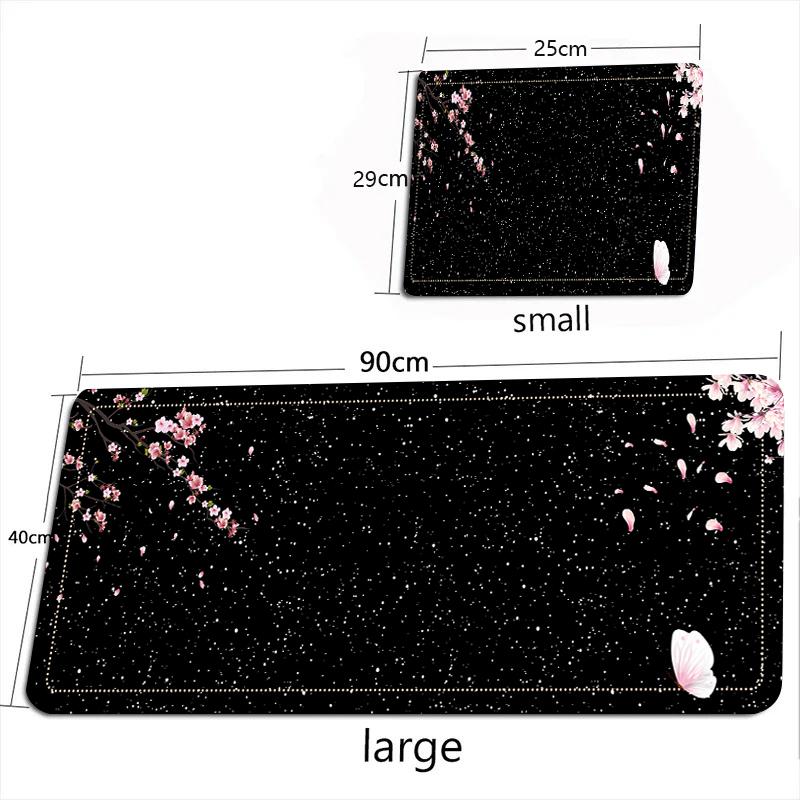 Japanese style Gaming Mouse Pad Pink Sakura Mousepads Black White XXL Large Desk Mat Art Mousepas New Office Laptop Gamer Rugs