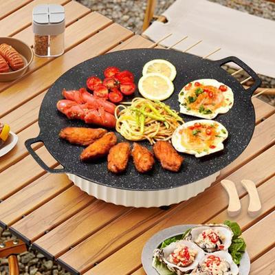 Sartén para Parrilla Coreana para Barbacoa Asas Antiescaldado Estufa de Inducción Parrilla al Aire Libre Crepe para Senderismo