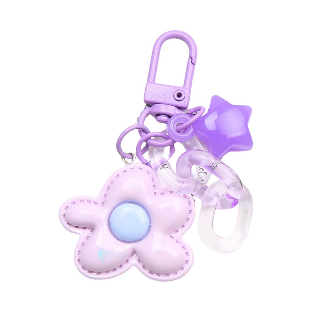 Shiny Five Petal Flower Star Keychain Candy Color Alloy Bag Charm Accessory Decoration For Women Girls Lady