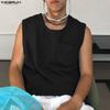 Summer Men Sleeveless Texture Loose Casual Tank Tops Vest