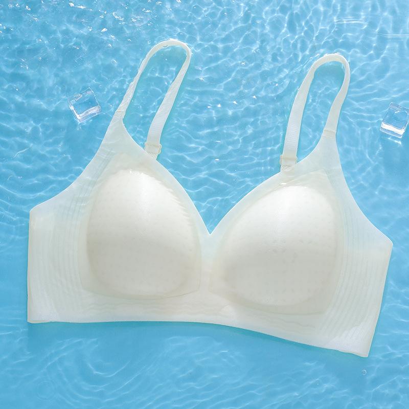 Summer ultra-thin jelly glue, comfortable and breathable fixed cup, no steel ring text bra gathers new models
