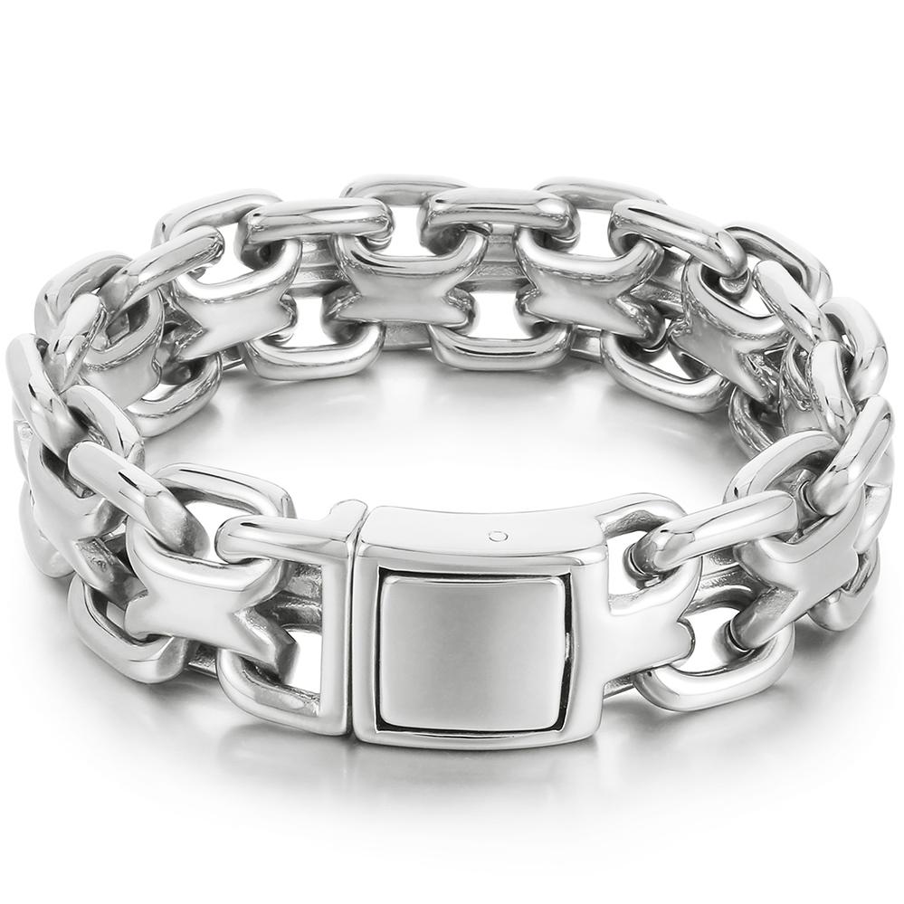 

Gold Color 316L Stainless Steel Man Bracelet 20MM Wide 23.5CM Long Horsewhip Style Link Chain Men s Bracelets Jewelry Accessory 23.5cm серебряный
