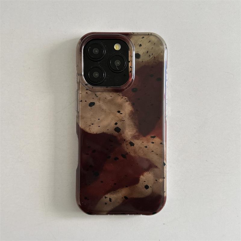 

Retro Maillard Gradient Color Block Case for iPhone 16/17 Pro Max, Style 14/15 Female iPhone 14 Pro Max