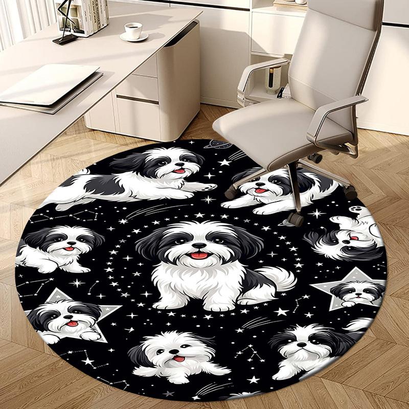 1PC Dog Space Non-Slip Floor Round Carpet, Office, Family, Bedroom, Large Area Rug Indoor Rugs, Durable Polyester-L0367