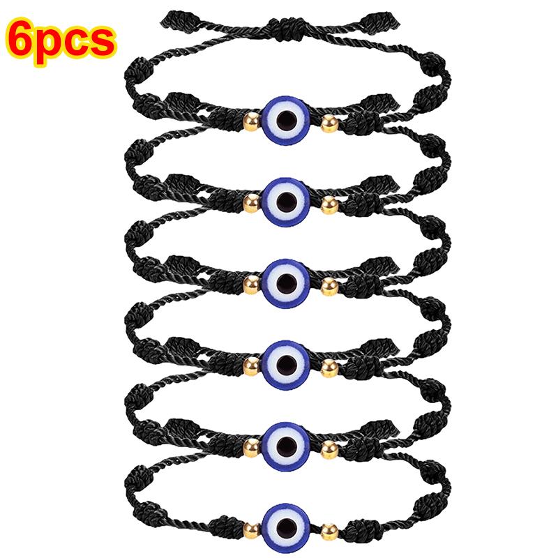 12Pcs/Set Handmade Turkish Lucky Evil Eye Bracelets For Women Men Blue Eyes Braided Red Rope Lucky Bracelet Friendship Jewelry