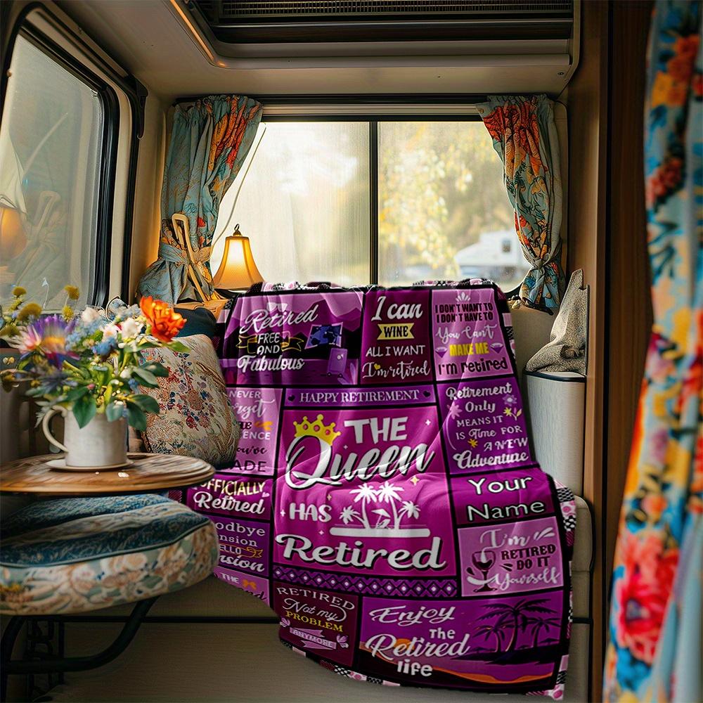 Queen Has Retired Blanket Personalized Name Soft Comfortable Stylish Blanket Car Blanket Perfect For Travel Camping Outdoor Home Suitable For All