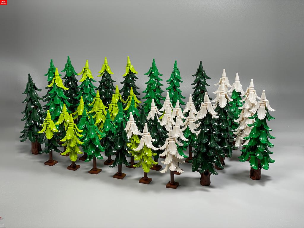 MOC Blocks Cedar forest Northern Europe Winter Snow ice tree scenery architecture Four Seasons Decorations Construction Bricks