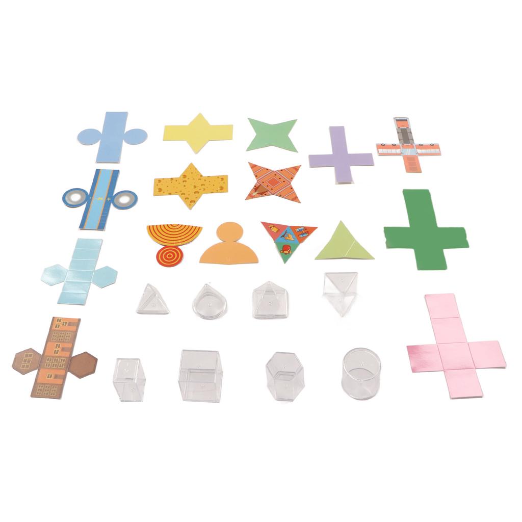 8Pcs Clear Geometric Models with Folding Geometric Card Paper Educational 3D Shapes Transparent