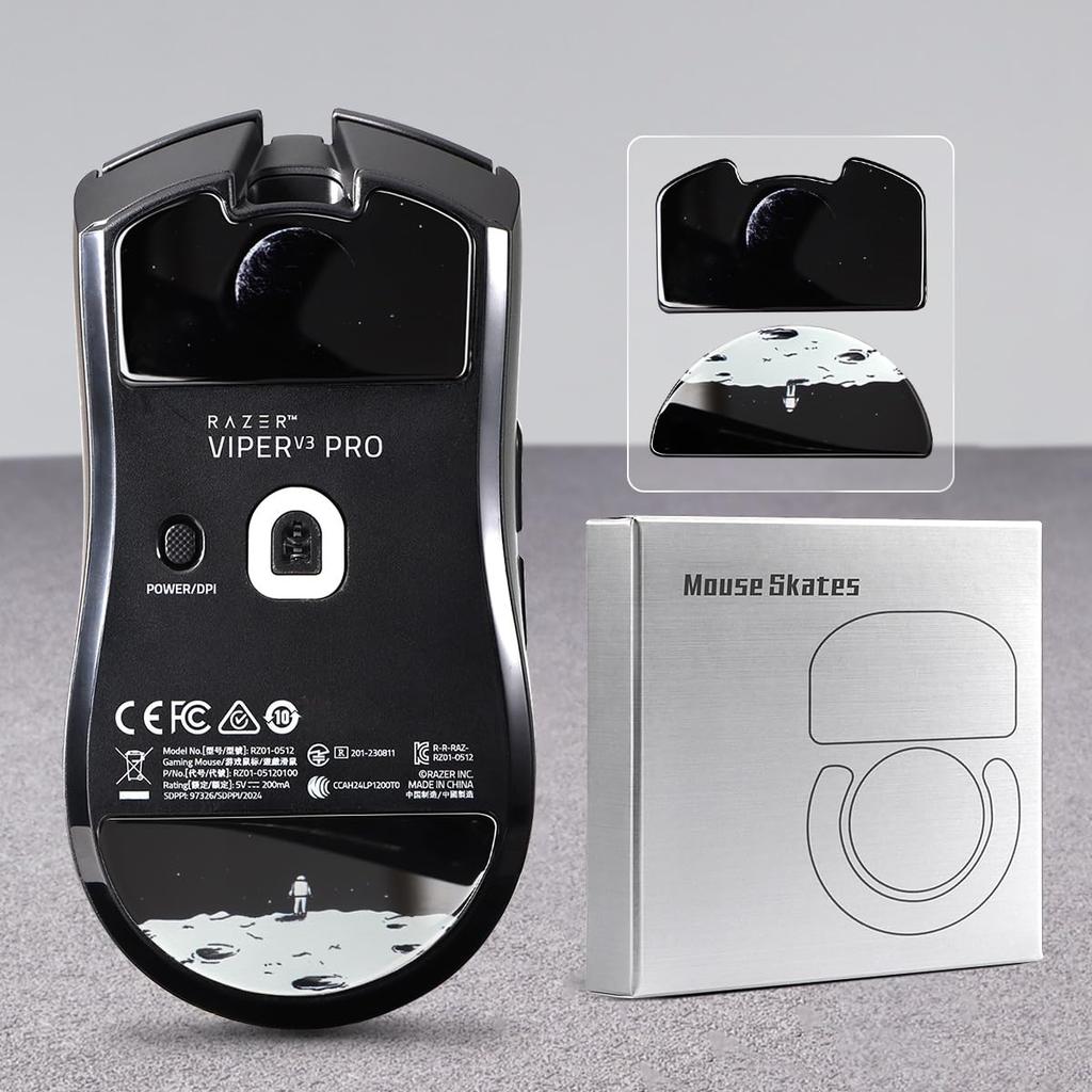 IMMOENUC Mouse Feet for Viper V3 Glass Foot Pads with Circular and Low Gaming Mouse Accessories Pro, 2.5D Design, Thin, Durable, Friction, (Planet)