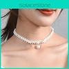 Elegant Pearl Choker Necklace For Women Featuring Trendy Geometric Style And Fashionable Cold Aesthetic