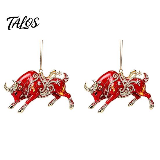 Party Ornament Supplies 2 Pcs Zodiac Animals Christmas Ornaments, 2D Acrylic Red Animal Hanging Festival Ornaments Decorations, Chinese New