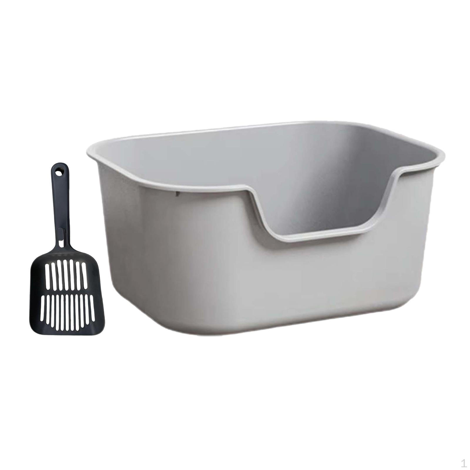 

Лоток для кошачьего туалета с высокими бортами, переносная песочница для котят, в комплект входит совок серый