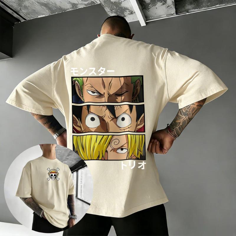 

2026 ONE PIECE Summer Unisex Cotton Tshirt New Anime Creative Color Printing Street Hiphop Loose Casual Y2K Parentchild Top S