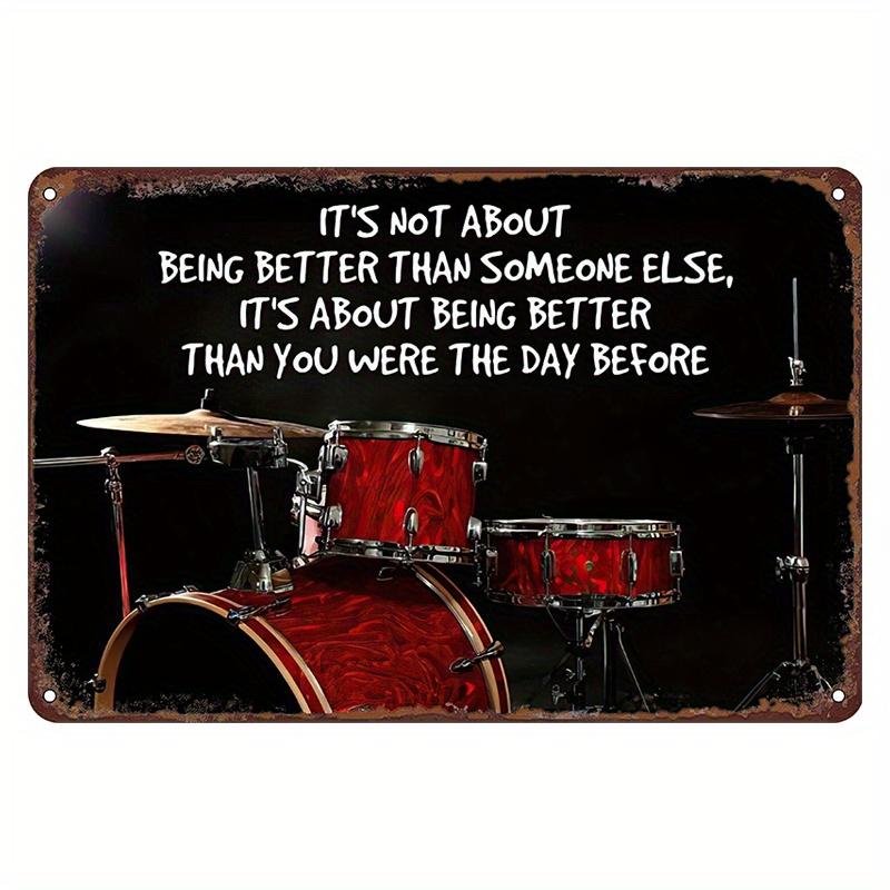 Vintage Schlagzeuger Anhänger Metall Blechposter Schlagzeug Metall Blechschild Poster Platte für Schlagzeuger Café Garage Fitnessstudio oder Boxclub Dekor